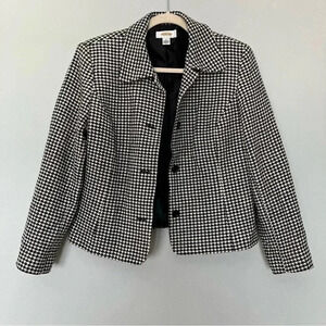 Talbots vintage houndstooth wool blend jacket made in USA